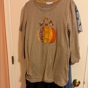 Cozy Tan Long Sleeve Pumpkin Top